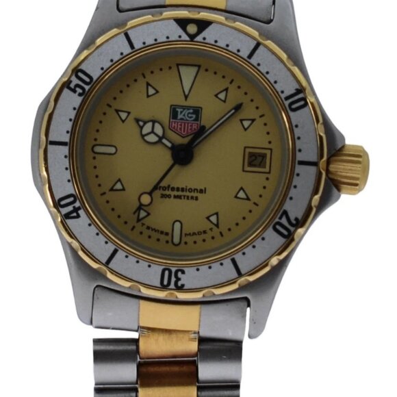 Vintage Ladies Tag Heuer Professional 27mm 2000 Series Two Tone Watch 974.008! - Picture 1 of 9